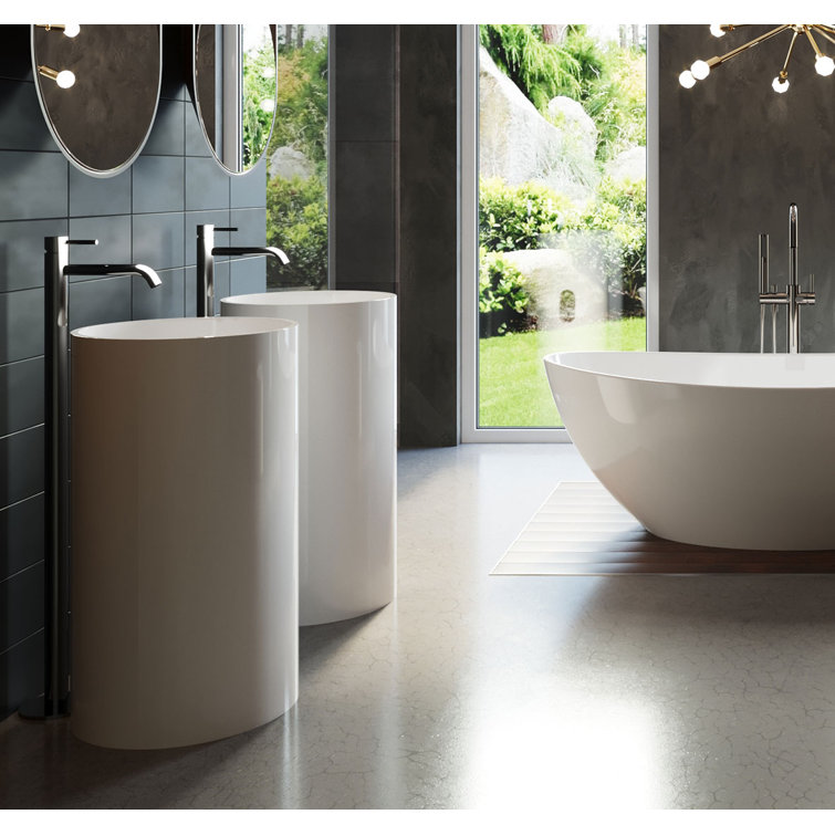 Badeloft Stone Resin Circular Pedestal Bathroom Sink & Reviews Wayfair